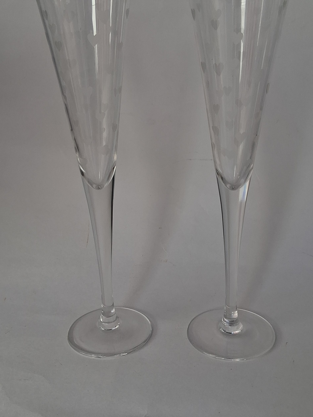 Waterford Champagne Flutes With Frosted Hearts